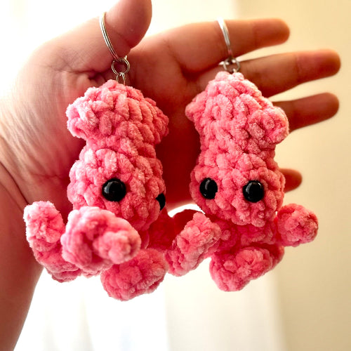 Crochet Squid keychain, handmade mini squid, Amigurumi plush for your keys, phone, wallet