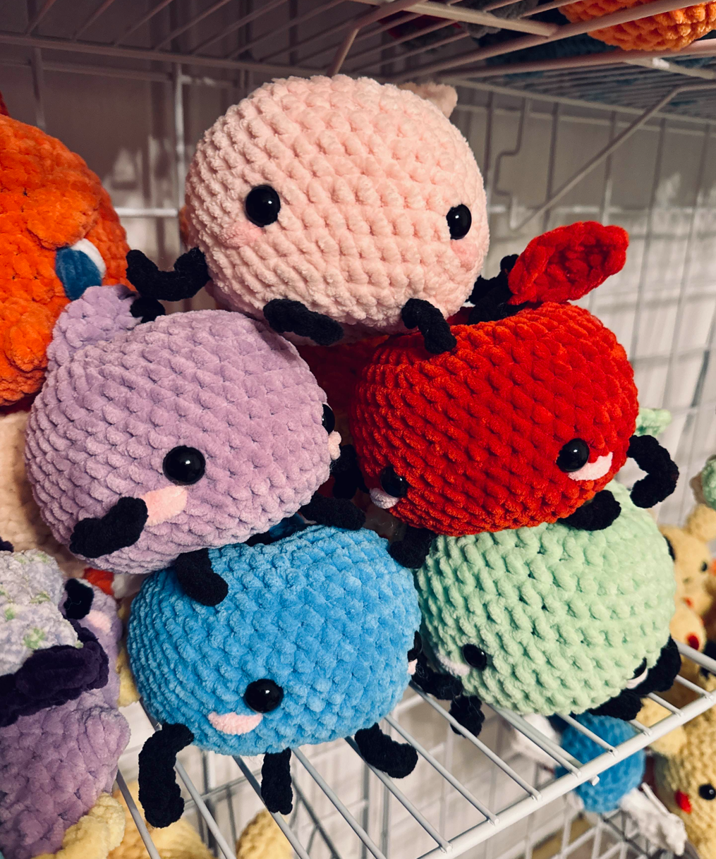 Stardew Valley Junimo Plushie, crochet apple sprite, handmade, colorful, plushie apple, stuffed fruits, fan made plushies